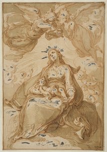 Madonna ja lapsi, enkelien kruunaamina tekijältä Abraham Bloemaert