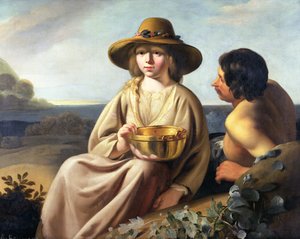Paimen ja paimentar tekijältä Abraham Bloemaert