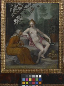 Vertumnus ja Pomona (öljy kuparilla) tekijältä Abraham Bloemaert