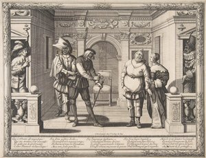 Näyttelijät Hotel de Bourgognessa, n. 1633-34. tekijältä Abraham Bosse