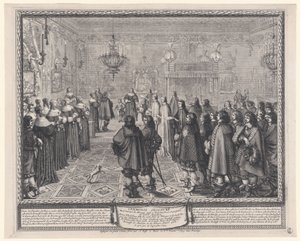 Avioliittosopimusta solmittaessa noudatettu seremonia tekijältä Abraham Bosse