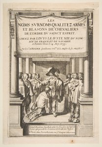Pierre dHoziersin etukappale Ritarien nimet, lempinimet, laatu, käsivarret ja vaakunat..., 1634. tekijältä Abraham Bosse