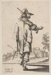 Gentleman nähtynä takaa kohti linnaa, 1629. tekijältä Abraham Bosse