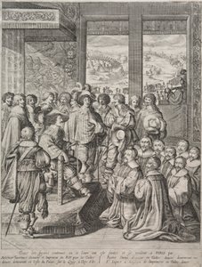 Ludvig XIII vastaanottaa tuomarien viran tekijältä Abraham Bosse