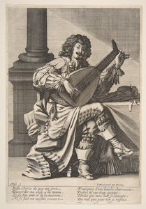 Mies laulaa ja soittaa luuttua, 1600-luvun puolivälistä loppupuolelle. tekijältä Abraham Bosse