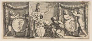 Minerva ja François Sublet de Noyersin käsivarret Geniun maalaama..., 1600-luvun puolivälistä loppupuolelle. tekijältä Abraham Bosse