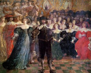 The Court Ball (seinämaalaus) (yksityiskohta) tekijältä Abraham Bosse