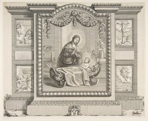 Syntymä ja ilmestyskohtaukset, Paimenten palvonta, Risti..., 1620-76. tekijältä Abraham Bosse