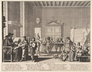 Koulumestari, n. 1635-38. tekijältä Abraham Bosse