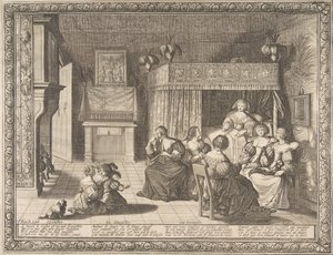 Vierailu uuden äidin luona, 1633. tekijältä Abraham Bosse