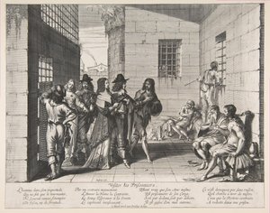 Vierailevien vankien luona, 1635. tekijältä Abraham Bosse