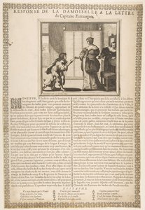 Nuoren naisen vastaus kapteenin kirjeeseen, n. 1636. tekijältä Abraham Bosse