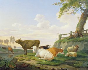 Lehmät ja paimen tekijältä Abraham Bruiningh van Worrell