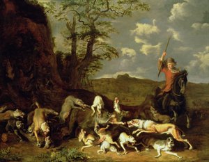 Karhunmetsästys, 1655 tekijältä Abraham Danielsz. Hondius