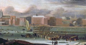 Frost Fair Thamesilla Temple Stairsissa, n. 1684