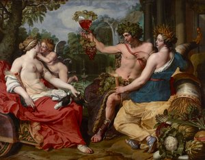 Ceres, Bacchus ja Venus, kirjoittanut Janssens, Abraham (noin 1573-1632). Öljy kankaalle