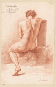 Istuva alaston mies, takaa katsottuna (2. palkinto 1812) tekijältä Abraham Lion Zeelander