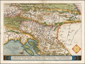 Abraham Orteliuksen laatima Länsi-Balkanin kartta vuodelta 1574. tekijältä Abraham Ortelius