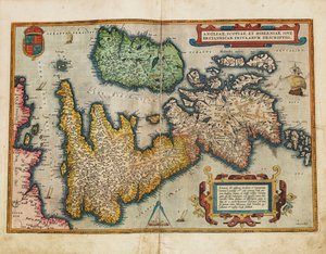 Angliae, Scotiae, et Hiberniae, sive Britannicar: Insularum descriptio (Englanti, Skotlanti ja Irlanti, muutoin Brittein saaret). tekijältä Abraham Ortelius
