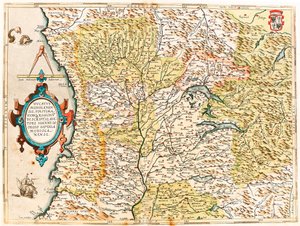 Ducatus Mediolanensis, Maailman rajat ja alueet Milanon herttuan maantieteellinen kartta Abraham Orteliuksen (Oertel, Ortell tai Ortel) "Theatrum Orbis Terrarumista" tekijältä Abraham Ortelius