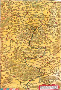 Itä-Ranska (Vulgo/Franckenlant) Kuvaus, kirjoittaja, Sebast. A. Rotenhan Maantieteellinen kartta Frankenin alueesta Saksassa ja Frankfurtin kaupunki (myös Karlstadtin kaupunki..) otettu Abraham Orteliuksen (Oer) "Theatrum Orbis Terrarumista" tekijältä Abraham Ortelius