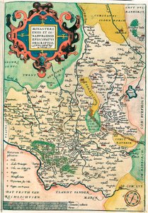 Itä-Franssia: Monasteriensis Et Osnaburgensis Episcopate Kuvaus Frankenin maantieteellinen kartta Saksassa Abraham Orteliuksen (Oertel, Ortell tai Ortel) "Theatrum Orbis Terrarumista" tekijältä Abraham Ortelius
