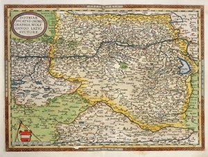 Itävallan kartta, Abraham Orteliuksen Theatrum Orbis Terrarumilta tekijältä Abraham Ortelius