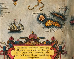 Azorien kartta Theatrum Orbis Terrarumilta, kirjoittanut Abraham Ortelius tekijältä Abraham Ortelius