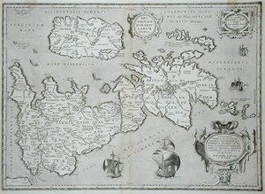 Ison-Britannian ja Irlannin kartta tekijältä Abraham Ortelius