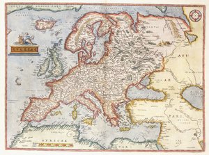 Euroopan kartta, 1587 tekijältä Abraham Ortelius