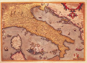 Italian kartta Theatrum Orbis Terrarumilta, kirjoittanut Abraham Ortelius tekijältä Abraham Ortelius