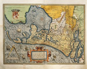 Alankomaiden kartta, Abraham Orteliuksen Theatrum Orbis Terrarumilta tekijältä Abraham Ortelius