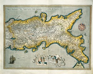 Italian Napolin kuningaskunnan kartta Theatrum Orbis Terrarumilta, kirjoittanut Abraham Ortelius tekijältä Abraham Ortelius