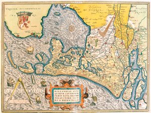 Maakunta: Friesland, Pohjois-Hollanti, Etelä-Hollanti, Pohjois-Brabant, Limburg, Utrecht, Gelderland, Flevoland, Alankomaat. tekijältä Abraham Ortelius