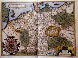 Näkymä Preussille. Levy kartanografi Abraham Orteliuksen (1527-1598) "Theatrum Orbis Terrarum" -painoksesta tekijältä Abraham Ortelius