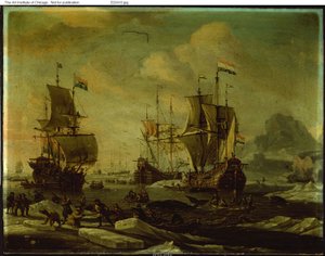 Hollannin valaanpyyntilaivasto tekijältä Abraham Storck