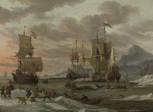 Valaanpyyntialueet Jäämerellä tekijältä Abraham Storck