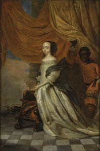 Muotokuva Hedvig Eleonorasta Holstein-Gottorpista (1636-1715), Ruotsin kuningattaresta, Wuchters, Abraham (1610-1682). Öljyä kuparille. Mitat: 35 x 23 cm. Tukholman kansallismuseo tekijältä Abraham Wuchters