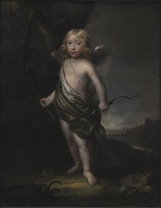 Muotokuva jalopojasta Cupidon puvussa