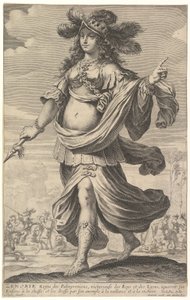 Zenobia, kuvitus Pierre Le Moynen teoksesta "The Gallery of Strong Women", n. 1647 (etsaus ja kaiverrus) tekijältä Abraham and Rousselet Gilles Bosse