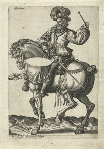 Saksalainen rumpu hevosen selässä tekijältä Abraham de Bruyn (attributed to)
