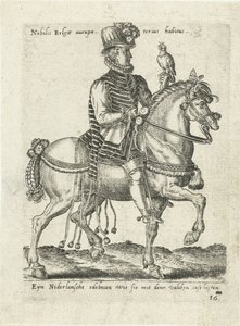 Hollantilainen aatelinen ratsastamassa haukkametsästystä tekijältä Abraham de Bruyn (attributed to)