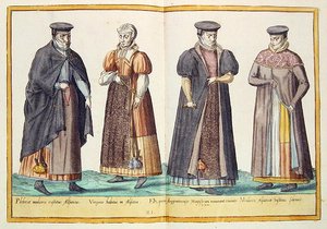 1500-luvun puvut Omnium Poene Gentium Imaginesista, julkaistu Kölnissä tekijältä Abraham de Bruyn