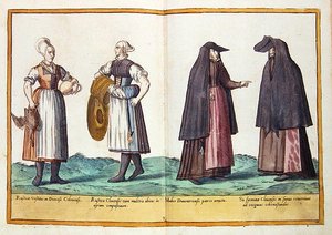 1500-luvun puvut Omnium Poene Gentium Imaginesista, julkaistu Kölnissä tekijältä Abraham de Bruyn