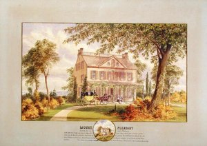 Mount Pleasant (Beekman Mansion), New York City, n. 1874 (akvarelli, guassi ja grafiitti paperille) tekijältä Abram Hosier