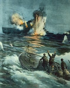 Italian MAS upposi brittiläisen risteilijän 1. kesäkuuta tekijältä Achille Beltrame