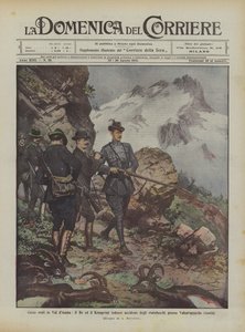 Kuninkaalliset metsästykset Val dAostassa, kuningas ja saksalainen Kronprinz tappavat metsäkurpit lähellä Valsavaranchea (Aosta)
