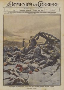 Kuten sinitia, kivun ja veren välissä, uusi vuosi 1915, puolet maailman väestöstä sodassa