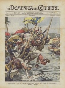 La Spezian uintikilpailujen aikana lavan romahtaminen ja taputtavan yleisön putoaminen mereen