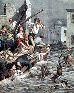 Modican (Sisilia) tulva vuonna 1901. La Domenica del Corriere. Ill. de Beltrame tekijältä Achille Beltrame